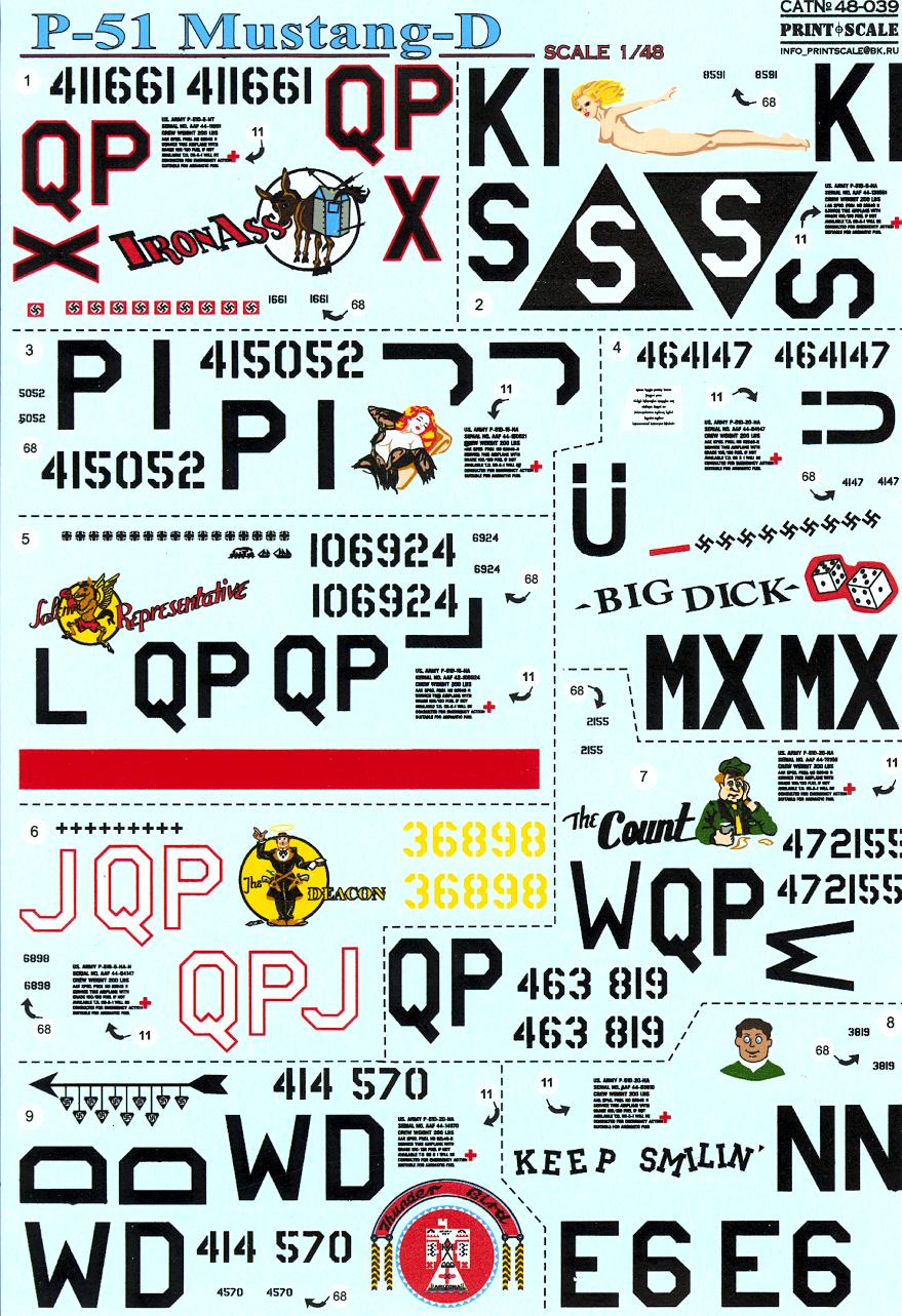 Print Scale Decals 1/48 NORTH AMERICAN P51D MUSTANG Fighter eBay